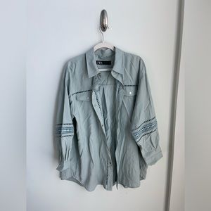 Oversized Long Sleeve Button Down Top